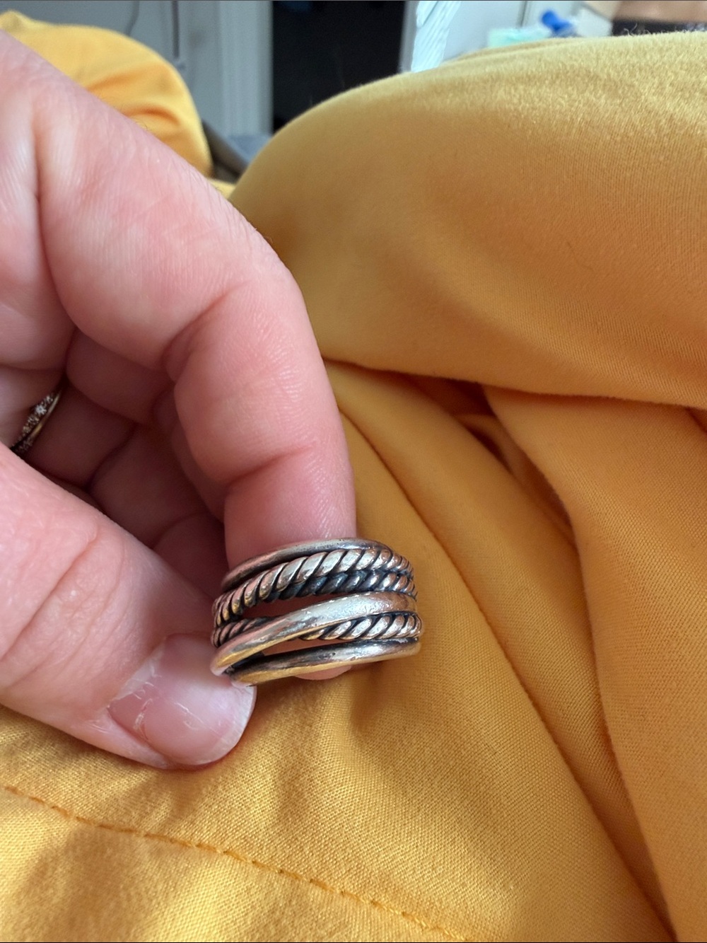 David Yurman Silver-Tone Multi-Band Rope Ring